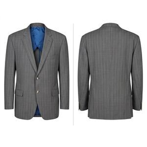 Suitsupply Wool Vitale Barberis Canonico Gray Plaid Suit Jacket Men Size 48
